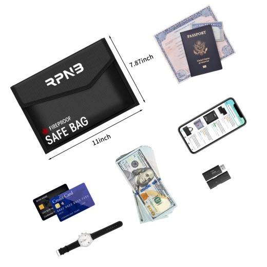 Portable Fireproof Document Bag With Non-Itchy Silicone Coated, 11 ×8 Inches