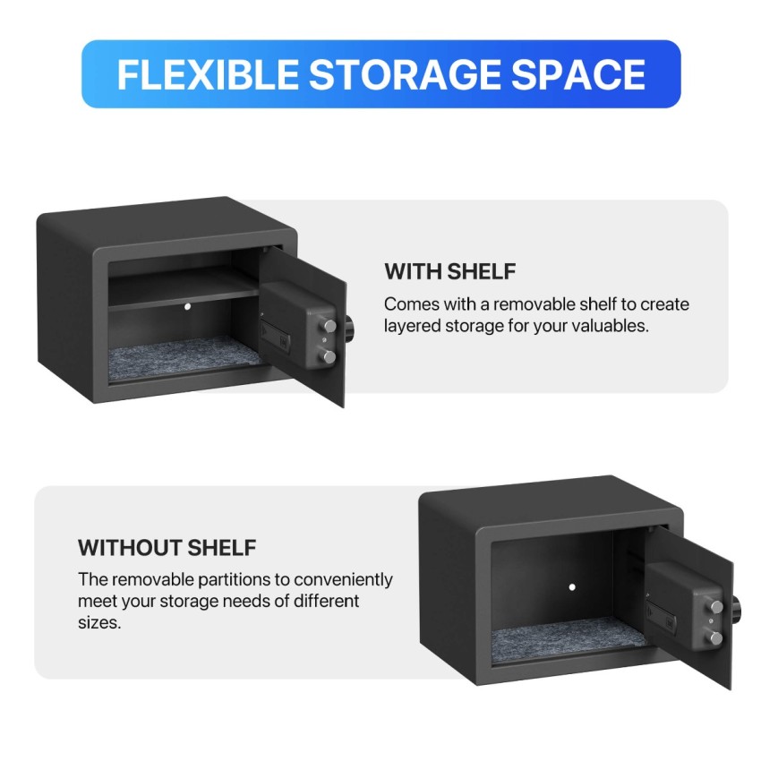 Biometric Home Safe with Fingerprint Digital Lock for Cash & Jewelry, 0.5 Cubic Feet, RPNB RP25FSA