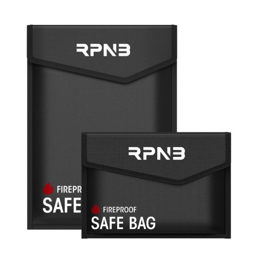 RPNB Fireproof Document Bag(2000℉), 2-Pack, Non-Itchy Silicone Coated Fiberglass Fire and Water Safe Bag.